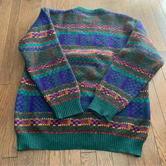 VINTAGE Benetton Made In Italy Multicoloured Shetland Wool Sweater Size Unknown - Picture 5 of 10